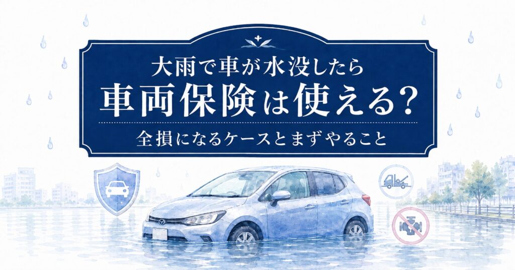 大雨で車が水没したら車両保険は使える？という記事のアイキャッチ画像
